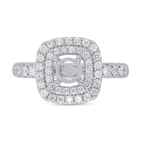 0.70ct 14k White Gold Diamond Semi-mount Ring for 0.75ct Center