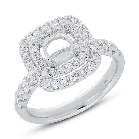 0.85ct 14k White Gold Diamond Semi-mount Ring for 1.00ct Center