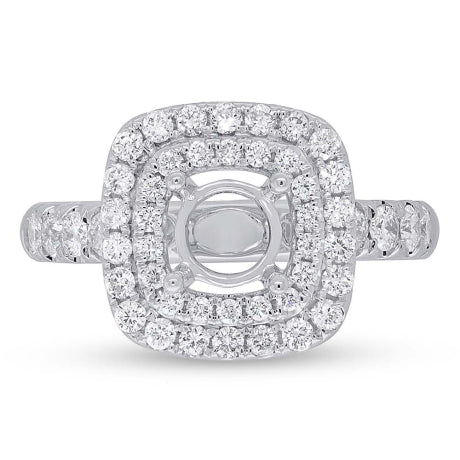 0.85ct 14k White Gold Diamond Semi-mount Ring for 1.00ct Center