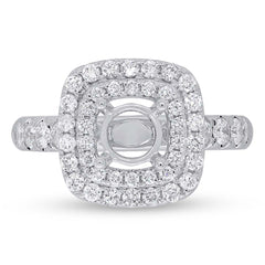 0.85ct 14k White Gold Diamond Semi-mount Ring for 1.00ct Center