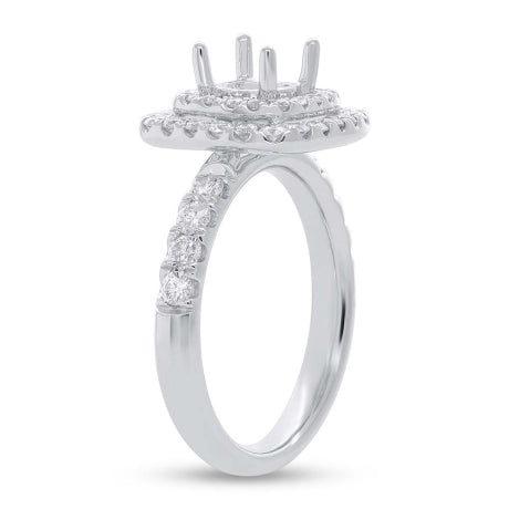 0.85ct 14k White Gold Diamond Semi-mount Ring for 1.00ct Center