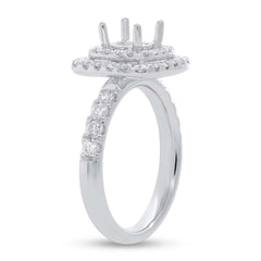 0.85ct 14k White Gold Diamond Semi-mount Ring for 1.00ct Center