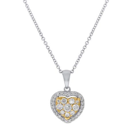 0.47ct 14k Two-tone Gold Diamond Heart Necklace