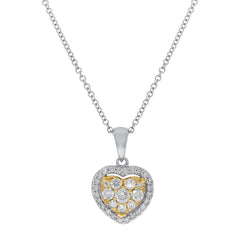 0.47ct 14k Two-tone Gold Diamond Heart Necklace