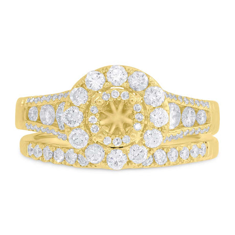 1.19ct 14k Yellow Gold Diamond Semi-mount Ring