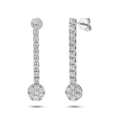1.48ct 14k White Gold Diamond Cluster Dangling Earring