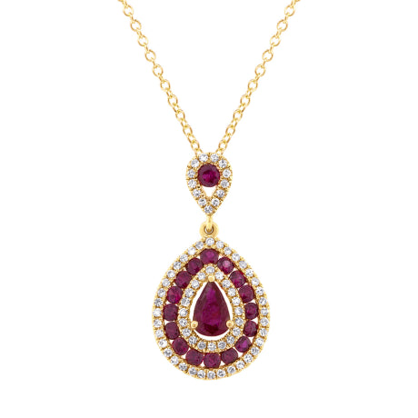 0.27ct Diamond & 1.03ct Ruby 14k Yellow Gold Pendant