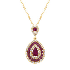 0.27ct Diamond & 1.03ct Ruby 14k Yellow Gold Pendant