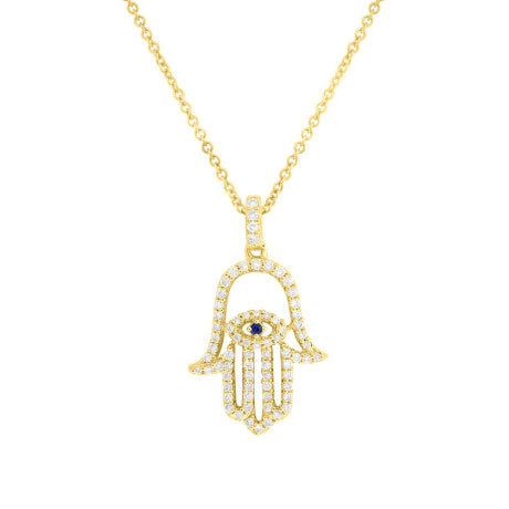 0.35ct 18k Yellow Gold Diamond Hamsa Necklace