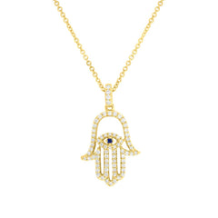 0.35ct 18k Yellow Gold Diamond Hamsa Necklace