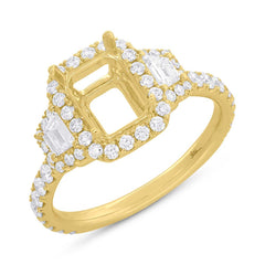1.25ct 18k Yellow Gold Diamond Semi-mount Ring for 8x6mm Center