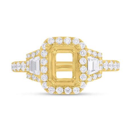 1.25ct 18k Yellow Gold Diamond Semi-mount Ring for 8x6mm Center