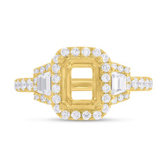 1.25ct 18k Yellow Gold Diamond Semi-mount Ring for 8x6mm Center