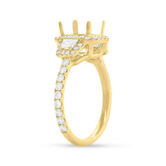 1.25ct 18k Yellow Gold Diamond Semi-mount Ring for 8x6mm Center