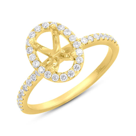 0.35ct 14k Yellow Gold Diamond Oval Semi-mount Ring for 9x7mm Center