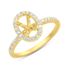 0.35ct 14k Yellow Gold Diamond Oval Semi-mount Ring for 9x7mm Center