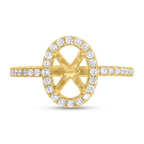 0.35ct 14k Yellow Gold Diamond Oval Semi-mount Ring for 9x7mm Center