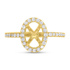 0.35ct 14k Yellow Gold Diamond Oval Semi-mount Ring for 9x7mm Center