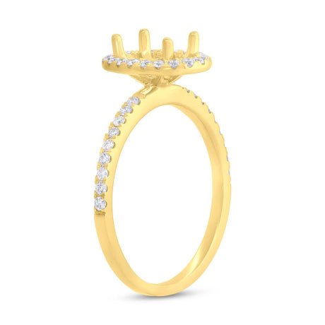0.35ct 14k Yellow Gold Diamond Oval Semi-mount Ring for 9x7mm Center