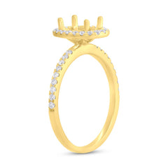 0.35ct 14k Yellow Gold Diamond Oval Semi-mount Ring for 9x7mm Center