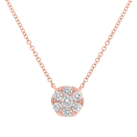 0.36ct 14k Rose Gold Diamond Cluster Pendant
