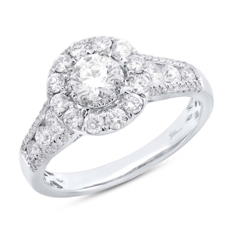 0.40ct Round Brilliant Center and 1.02ct Side 14k White Gold Diamond Engagement Ring