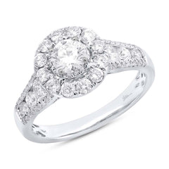 0.40ct Round Brilliant Center and 1.02ct Side 14k White Gold Diamond Engagement Ring