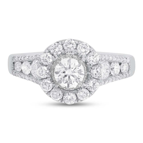 0.40ct Round Brilliant Center and 1.02ct Side 14k White Gold Diamond Engagement Ring