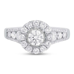 0.40ct Round Brilliant Center and 1.02ct Side 14k White Gold Diamond Engagement Ring