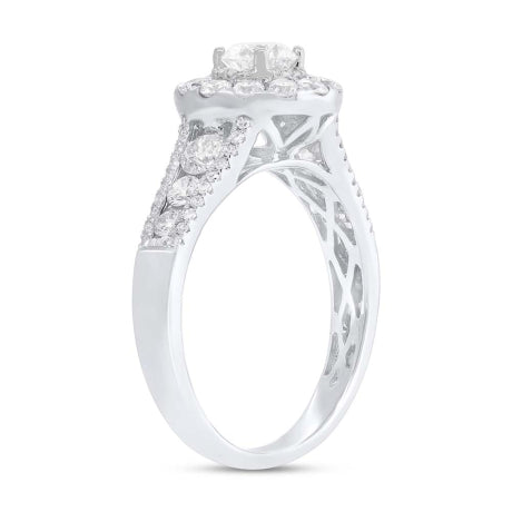 0.40ct Round Brilliant Center and 1.02ct Side 14k White Gold Diamond Engagement Ring