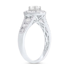 0.40ct Round Brilliant Center and 1.02ct Side 14k White Gold Diamond Engagement Ring