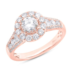0.40ct Round Brilliant Center and 1.02ct Side 14k Rose Gold Diamond Engagement Ring