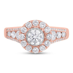 0.40ct Round Brilliant Center and 1.02ct Side 14k Rose Gold Diamond Engagement Ring
