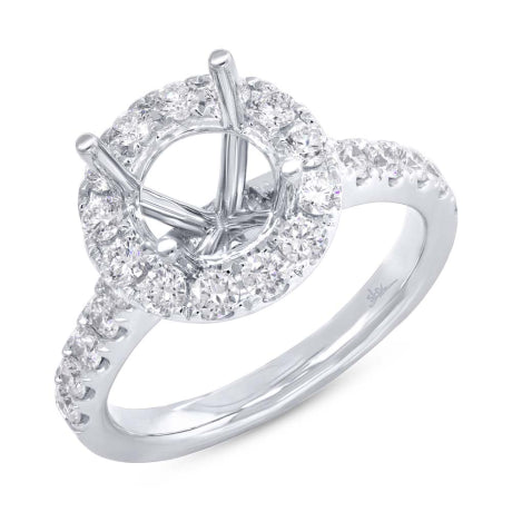 0.92ct 18k White Gold Diamond Semi-mount Ring for 2.00ct Center