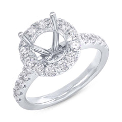 0.92ct 18k White Gold Diamond Semi-mount Ring for 2.00ct Center
