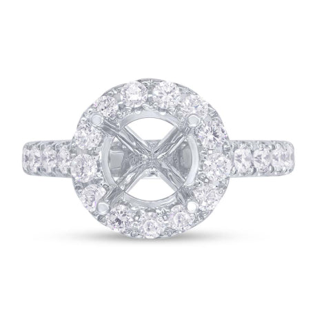 0.92ct 18k White Gold Diamond Semi-mount Ring for 2.00ct Center