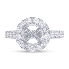 0.92ct 18k White Gold Diamond Semi-mount Ring for 2.00ct Center