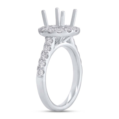 0.92ct 18k White Gold Diamond Semi-mount Ring for 2.00ct Center