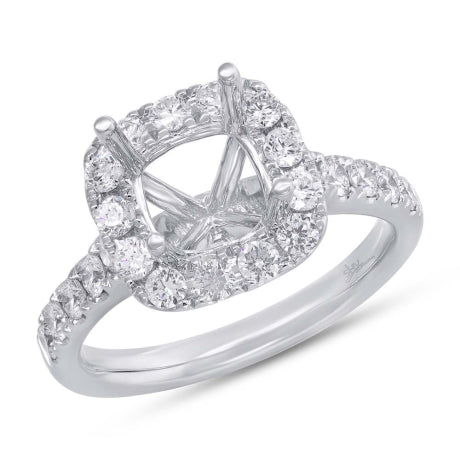 0.93ct 18k White Gold Diamond Semi-mount Ring for 7x7mm Center