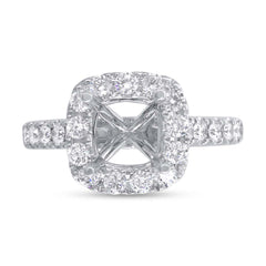0.93ct 18k White Gold Diamond Semi-mount Ring for 7x7mm Center