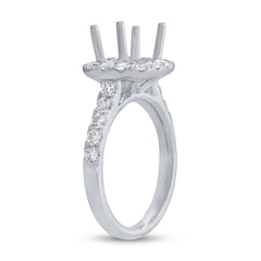 0.93ct 18k White Gold Diamond Semi-mount Ring for 7x7mm Center