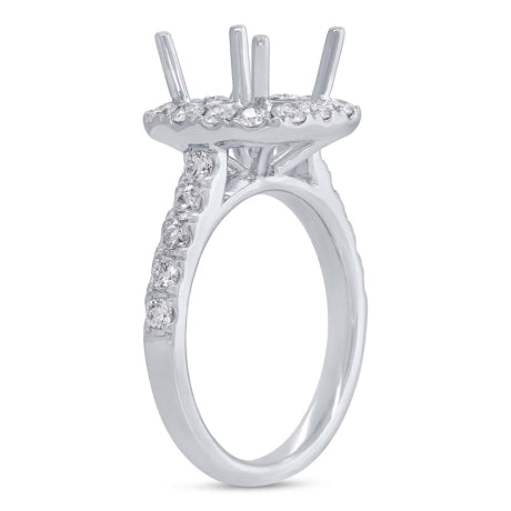 1.04ct 18k White Gold Diamond Semi-mount Ring for 8x8mm Center