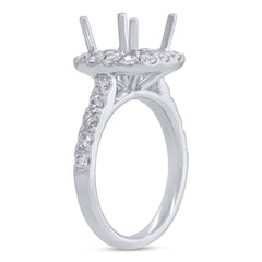 1.04ct 18k White Gold Diamond Semi-mount Ring for 8x8mm Center