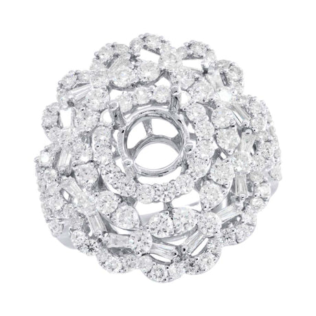 2.95ct 18k White Gold Diamond Semi-mount Ring Size 8.75