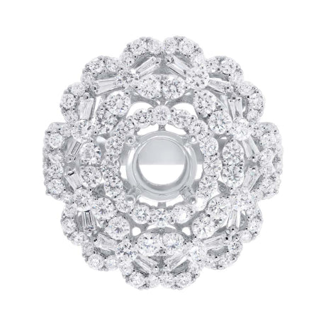 2.95ct 18k White Gold Diamond Semi-mount Ring Size 8.75