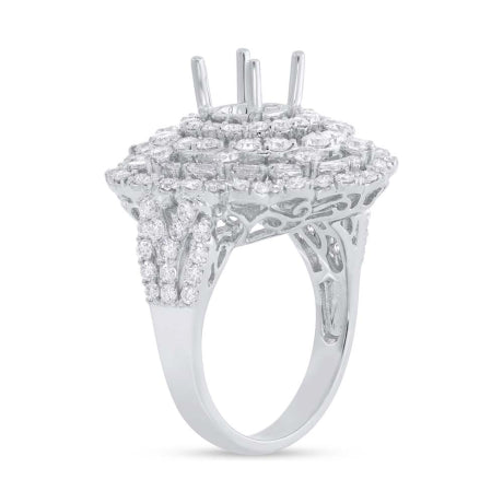 2.95ct 18k White Gold Diamond Semi-mount Ring Size 8.75