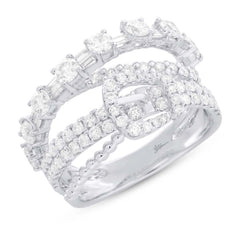 1.94ct 18k White Gold Diamond Belt Lady's Ring Size 6.5