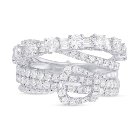 1.94ct 18k White Gold Diamond Belt Lady's Ring Size 6.5