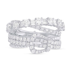1.94ct 18k White Gold Diamond Belt Lady's Ring Size 6.5