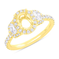 0.90ct 18k Yellow Gold Diamond Semi-mount Ring for 7x5mm Center